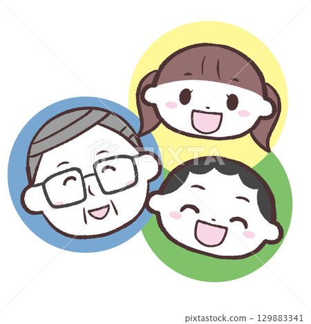 一位微笑的老人和他的孩子的插圖 129883341