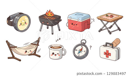 Family lifestyle. item Camping. Cartoon illustration design. Family lifestyle. item Camping. Cartoon illustration design. 129883497