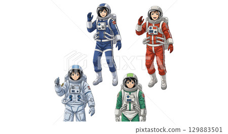 Set of Astronaut people working character cartoon design. 129883501