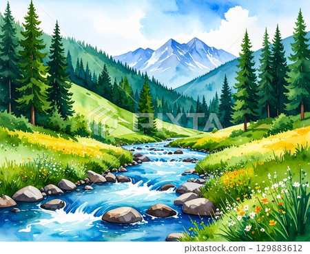 A mountain reflected on the lake 129883612
