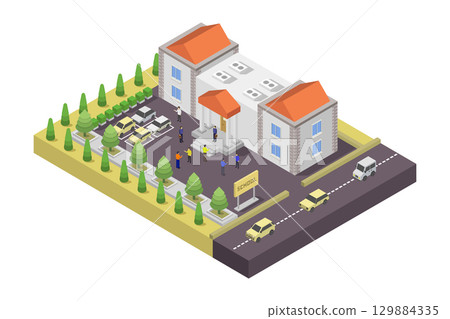 Isometric school Isometric school 129884335