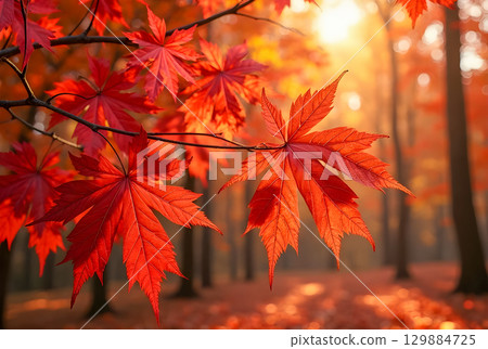 red maple leaves in autumn red maple leaves in autumn 129884725
