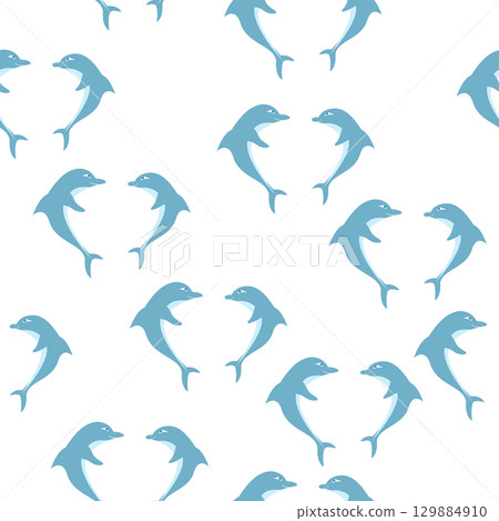 Seamless background with two dolphins on white background Seamless background with two dolphins on white background 129884910