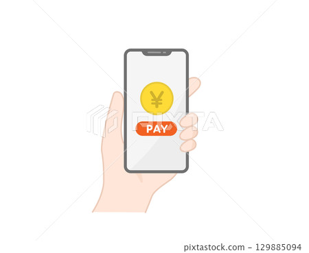 Vector icon of electronic payment using a smartphone in hand (cashless society) Vector icon of electronic payment using a smartphone in hand (cashless society) 129885094