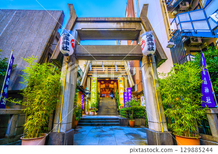 Tokyo cityscape in Japan, including Shinbashi and Karasumori Shrine Tokyo cityscape in Japan, including Shinbashi and Karasumori Shrine 129885244