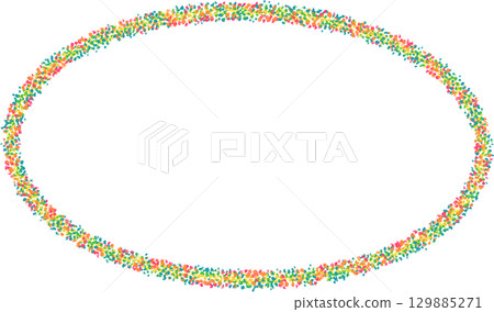 修拉點彩畫風格的彩色橢圓形畫框 129885271