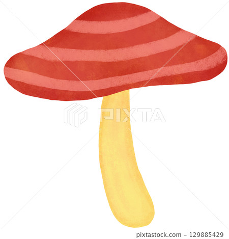 Large striped umbrella mushroom illustration Large striped umbrella mushroom illustration 129885429