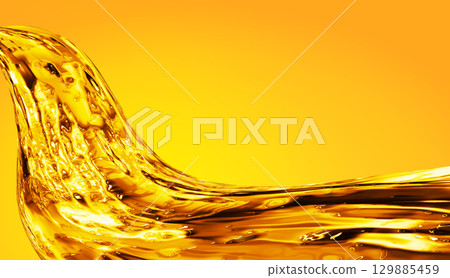 Golden oil liquid background. Golden wave on yellow background. For projects with oil, honey, beer, Golden oil liquid background. Golden wave on yellow background. For projects with oil, honey, beer, 129885459