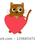 Cute brown cat with a heart 129885472