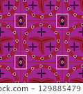 Stilish colorful seamless pattern with circles and diamond ornament 129885479