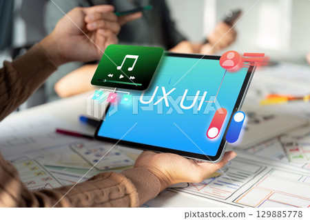 Innovative ux ui design modern office digital concepts collaborative environment engaging view enhancing user experience 129885778