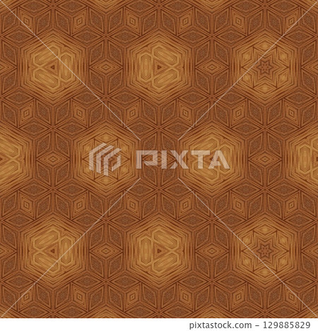 Luxurious handmade art carved on expensive wooden board. Engraved craft design for border, frame, flooring, wallcovering, furniture decoration, tiles, wrapping paper printing 129885829