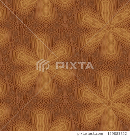 Luxurious handmade art carved on expensive wooden board. Engraved craft design for border, frame, flooring, wallcovering, furniture decoration, tiles, wrapping paper printing 129885832