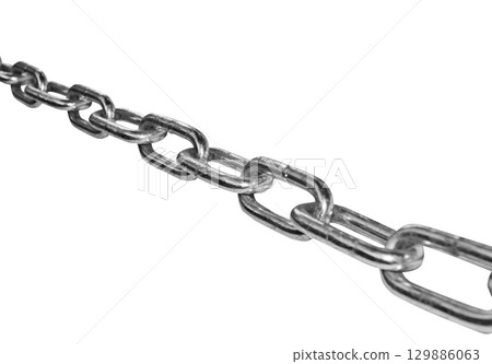 Iron chain links isolated on white background 129886063