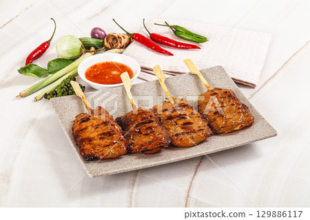 Thai Street foof pork satay Thai Street foof pork satay 129886117