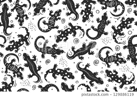 Lizard seamless pattern vector isolated 129886119