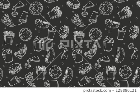 Fast food seamless pattern vector isolated 129886121