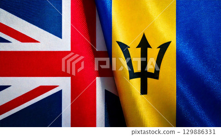British and Barbados flags. 129886331