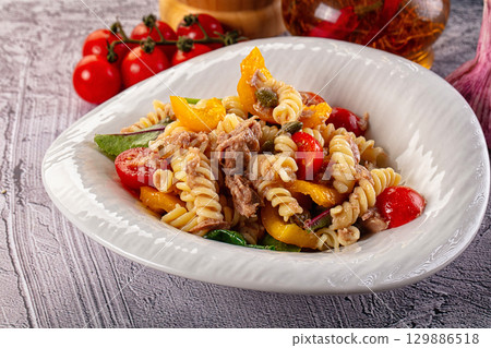 Italian pasta salad with tuna 129886518