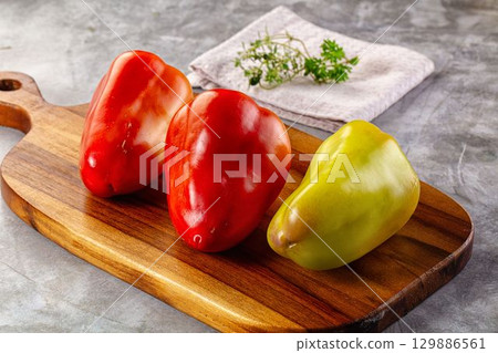 Bulgarian bell pepper over board 129886561