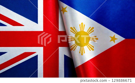 英國和菲律賓國旗。 129886671