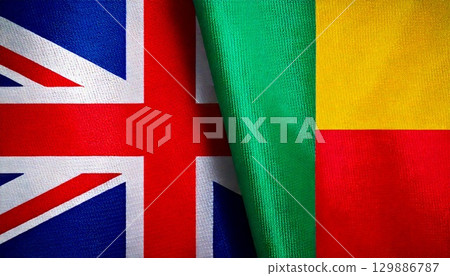 British and Benin flags. 129886787