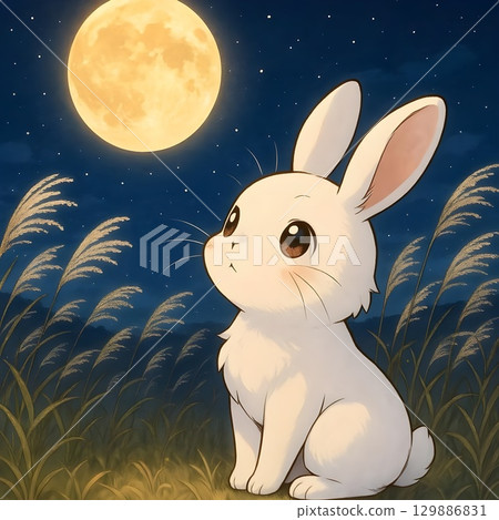 Rabbit watching the moon 129886831