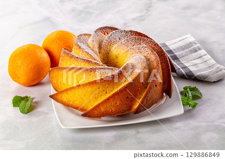 Italian traditional orange cake Chiambella 129886849