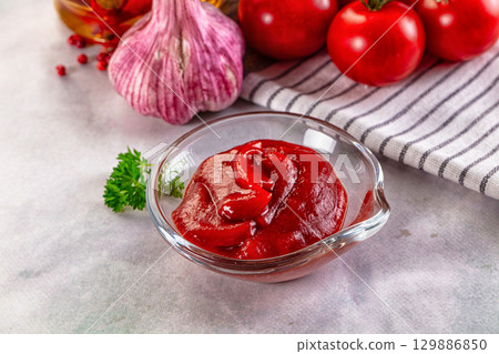 Red spicy tasty tomato ketchup Red spicy tasty tomato ketchup 129886850