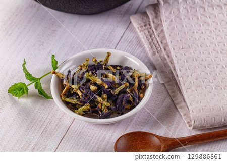 Blue dry Anchan tea flowers Blue dry Anchan tea flowers 129886861