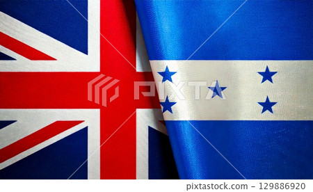 英國和宏都拉斯國旗。 129886920