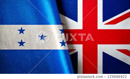 英國和宏都拉斯國旗。 129886922