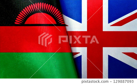 英國和馬拉威國旗。 英國和馬拉威國旗。 129887093
