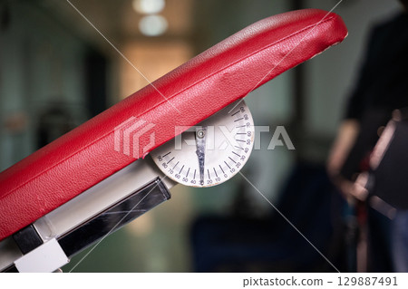 Close up of Therapy Table Angle Adjustment 129887491
