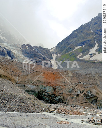 Tseisky glacier on the northern slope of the Greater Caucasus, North Ossetia Tseisky glacier on the northern slope of the Greater Caucasus, North Ossetia 129887549