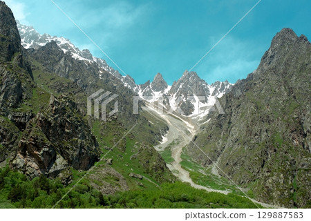 Ecotrail to the Tsei Glacier along the Tseidon River Valley in North Ossetia 129887583