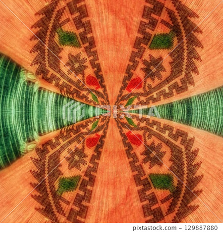 Traditional design with phulkari kalamkari motifs from Pakistan and Indian culture. Geometric ethnic floral pattern for carpet dupatta batik embroidery. Panjabi Digital print as boho Aztec texture art Traditional design with phulkari kalamkari motifs from Pakistan and Indian culture. Geometric ethnic floral pattern for carpet dupatta batik embroidery. Panjabi Digital print as boho Aztec texture art 129887880