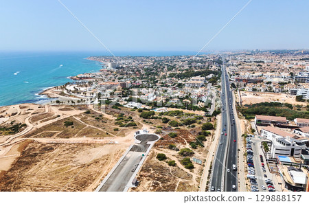 Aerial view of Playa Flamenca coastline 129888157