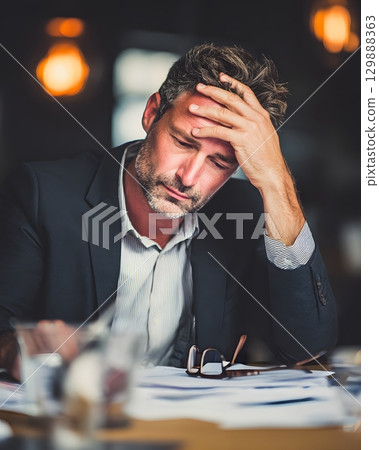 stressed business leader thinking over survival strategy stressed business leader thinking over survival strategy 129888363