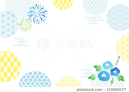 Summer Japanese Modern Summer Greetings Morning Glory Background Frame 129889577
