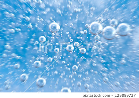 Water. Movement of air bubbles blue beautiful abstract underwater background Water. Movement of air bubbles blue beautiful abstract underwater background 129889727