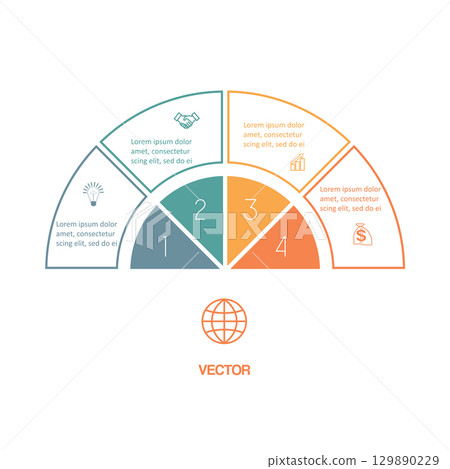 Semicircle template for design infographic 4 positions  129890229