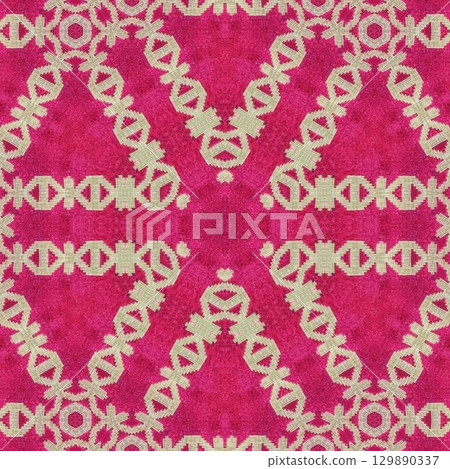 Embroidery and batik design concept. Antique art for clothing print, sublimation block, interior decoration idea. Abstract pattern for the carpet background 129890337