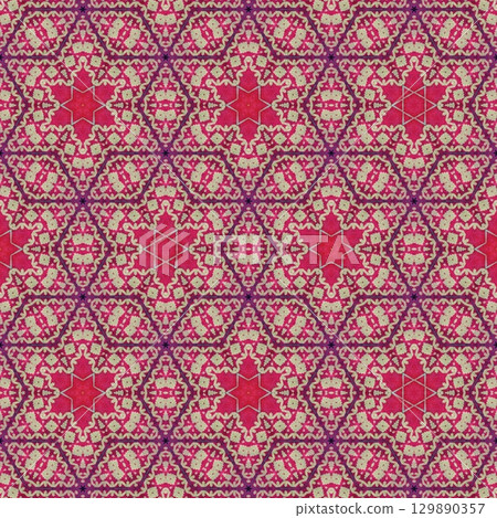 Embroidery and batik design concept. Antique art for clothing print, sublimation block, interior decoration idea. Abstract pattern for the carpet background 129890357