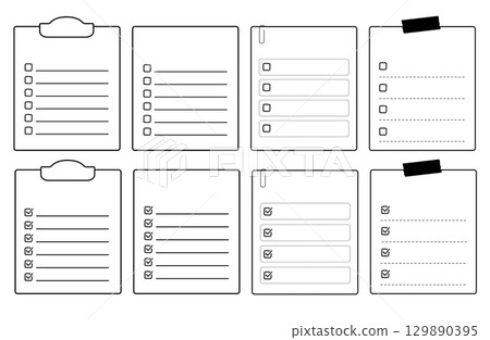 Checklist with checkboxes, TODO list, task list. Simple icon set 129890395