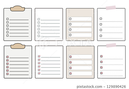 Checklist with checkboxes, TODO list, task list. Simple icon set 129890426