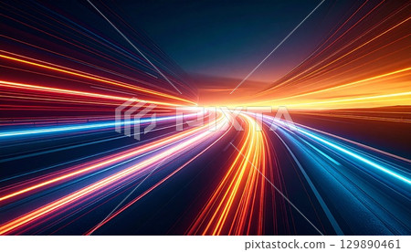 Light trails on the road 129890461