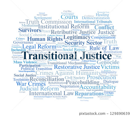 Transitional Justice Word Cloud. Key Concepts On Truth, Reconciliation, Human Rights, Rule Of Law, Reparations, And Peacebuilding In Post-Conflict Societies. Transitional Justice Word Cloud. Key Concepts On Truth, Reconciliation, Human Rights, Rule Of Law, Reparations, And Peacebuilding In Post-Conflict Societies. 129890639