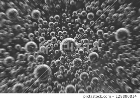 Bubbles in liquid. Black and white. Oil concept. Oil business concept and petrol production Bubbles in liquid. Black and white. Oil concept. Oil business concept and petrol production 129890814