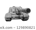 Black and white old military tank isolated 129890821